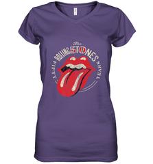 Mens The Rolling Stones 50th Anniversary Logo Women's V-Neck T-Shirt Women's V-Neck T-Shirt - belovedtshirt