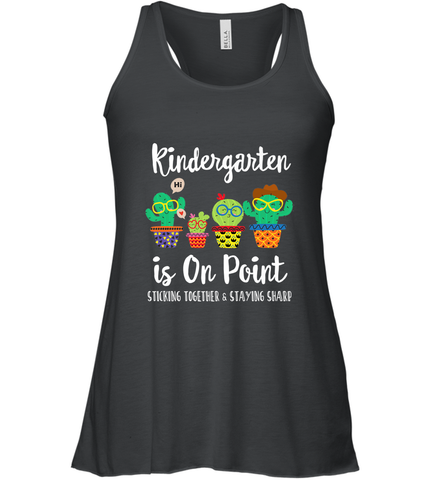 Kindergarten is on point, 1st day of school cactus teacher Women's Racerback Tank Women's Racerback Tank / Black / XS Women's Racerback Tank - belovedtshirt