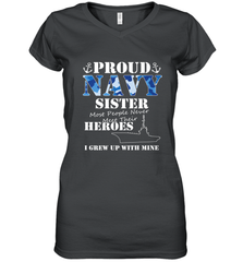 US Military Proud Navy Sister Men or Women Women's V-Neck T-Shirt Women's V-Neck T-Shirt - belovedtshirt