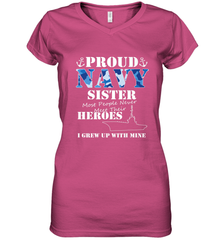 US Military Proud Navy Sister Men or Women Women's V-Neck T-Shirt Women's V-Neck T-Shirt - belovedtshirt