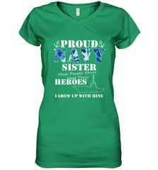 US Military Proud Navy Sister Men or Women Women's V-Neck T-Shirt Women's V-Neck T-Shirt - belovedtshirt