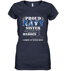 US Military Proud Navy Sister Men or Women Women's V-Neck T-Shirt