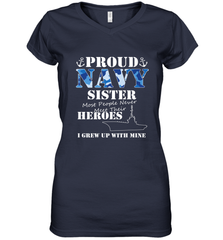 US Military Proud Navy Sister Men or Women Women's V-Neck T-Shirt Women's V-Neck T-Shirt - belovedtshirt