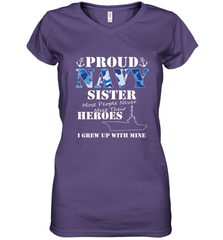 US Military Proud Navy Sister Men or Women Women's V-Neck T-Shirt Women's V-Neck T-Shirt - belovedtshirt