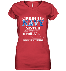US Military Proud Navy Sister Men or Women Women's V-Neck T-Shirt Women's V-Neck T-Shirt - belovedtshirt