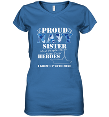 US Military Proud Navy Sister Men or Women Women's V-Neck T-Shirt Women's V-Neck T-Shirt - belovedtshirt