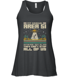 Storm Area 51 5K Fun Run They Can't Stop Us All Vintage UFO Women's Racerback Tank