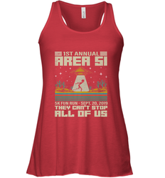 Storm Area 51 5K Fun Run They Can't Stop Us All Vintage UFO Women's Racerback Tank